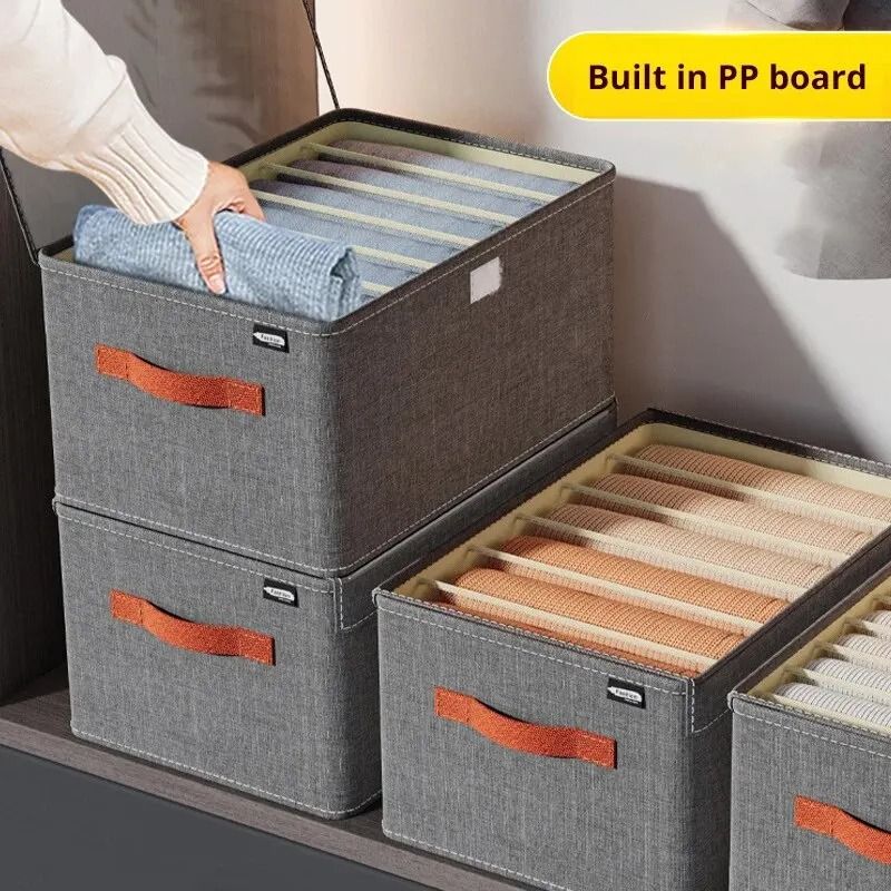 Oxford Partition Clothing Storage Box – Wardrobe Organizer with Transparent Lid
