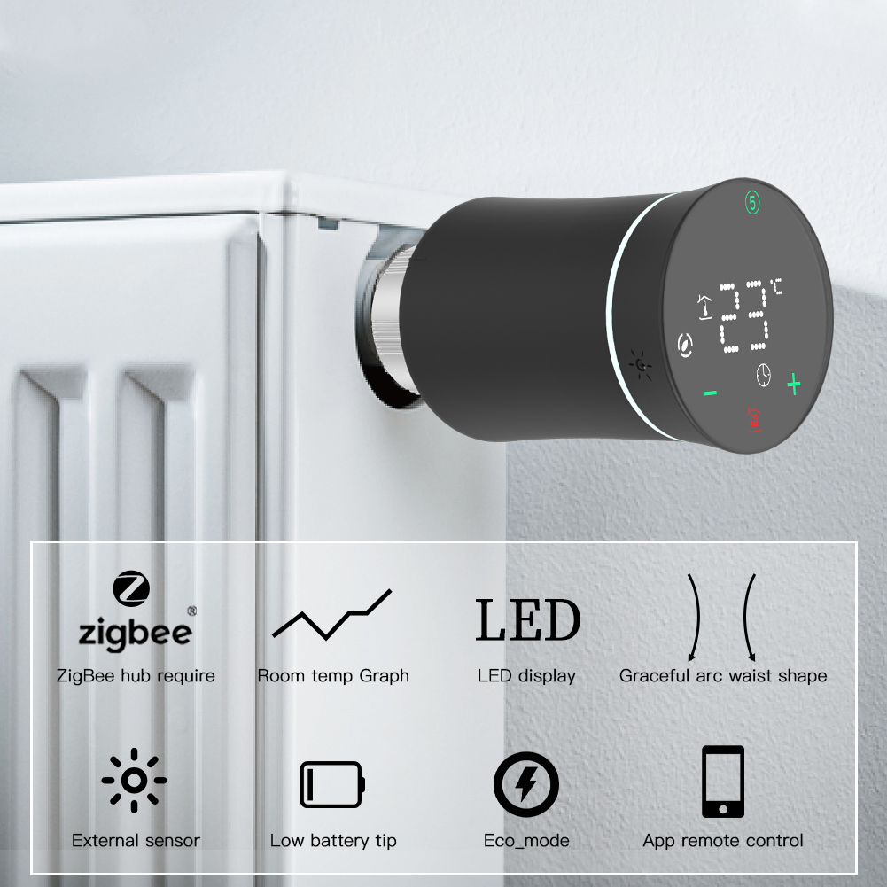 MOES Smart Radiator Thermostat ZigBee TRV Valve with Alexa Voice Control & Programmable Heating