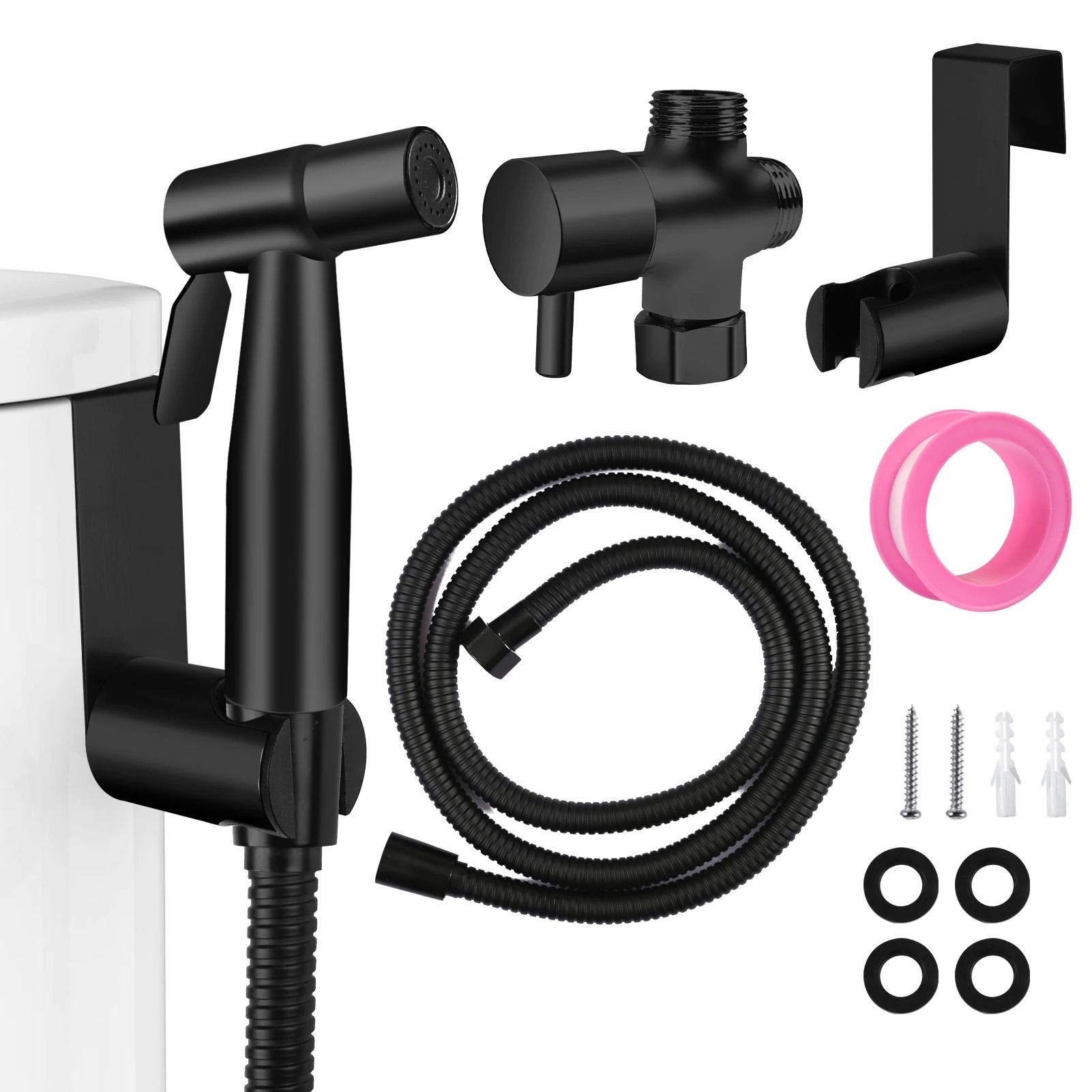 Handheld Bidet Sprayer Set Stainless Steel Toilet Spray Gun with Self Cleaning Nozzle