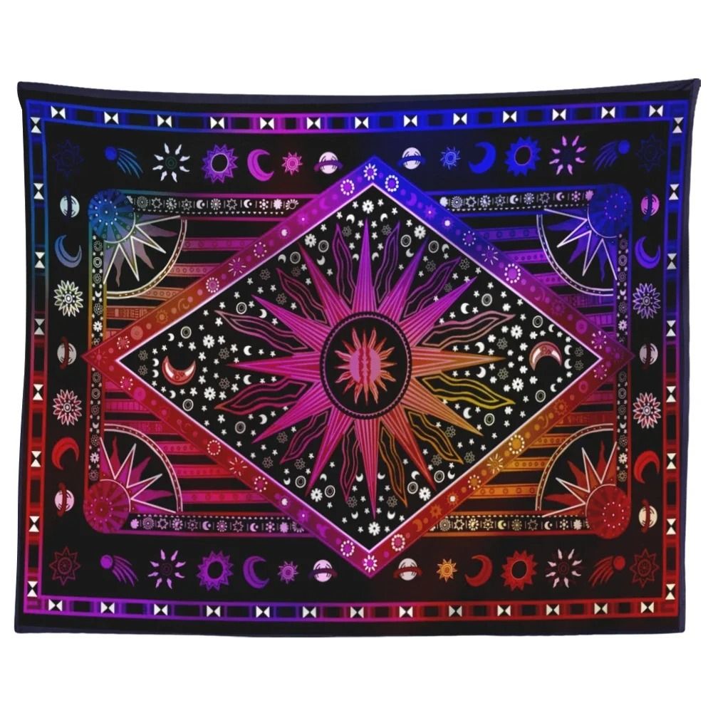 Indian Tarot Mandala Tapestry | Bohemian Divination Aesthetic Wall Hanging