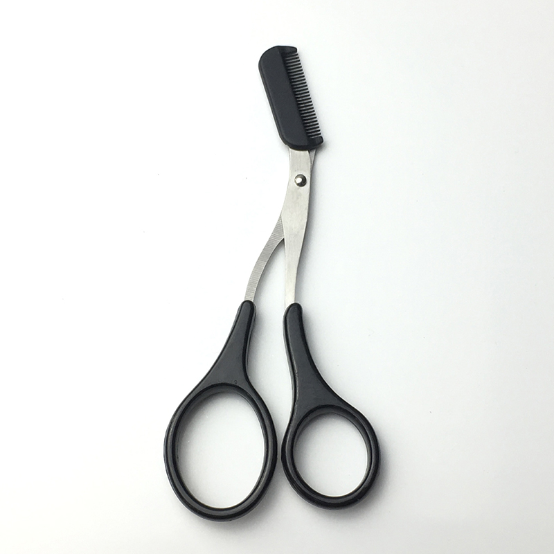 Stainless Steel Eyebrow Trimmer Scissor with Comb, Safety Eyelash Scissors for Men and Women, Face Razor Makeup