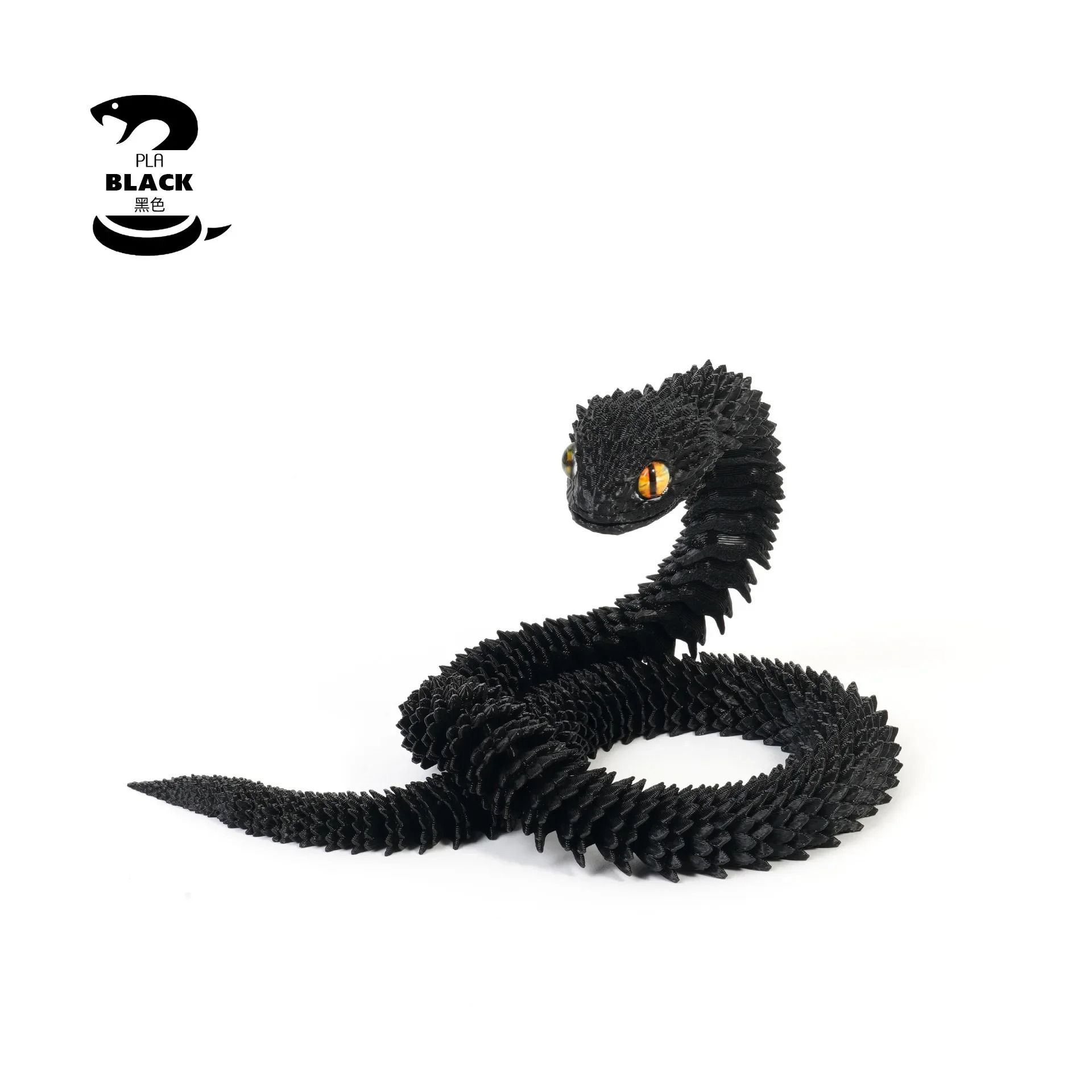 3D Printed Articulated Snake Figure Bush Viper Dragon Toy