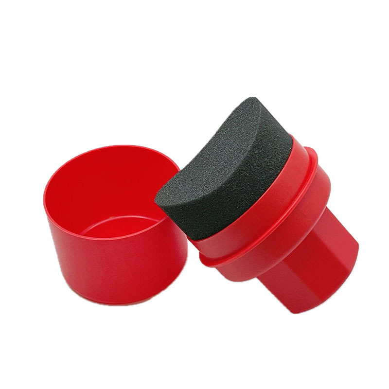 Car Wheel Polishing Waxing Sponge Brush with Cover, Tire Contour Dressing Applicator Pads, Curved Tire Clean Pads