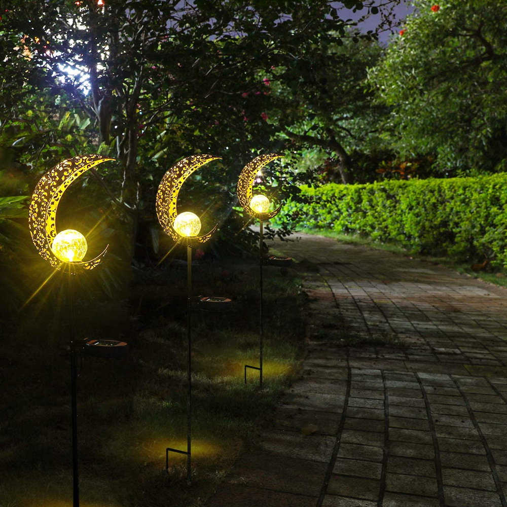 Solar Moon Crackle Garden Light