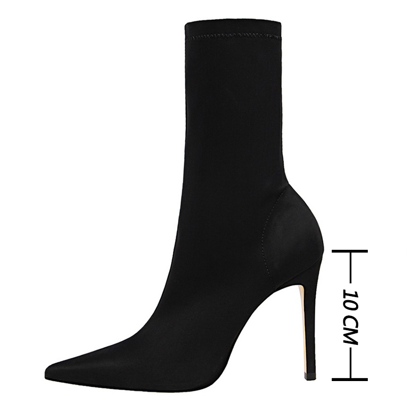 Pointed Sexy Toe Stretch Boots Autumn Stiletto High Heels Women Boots Fashion Ankle Boots Ladies Shoes