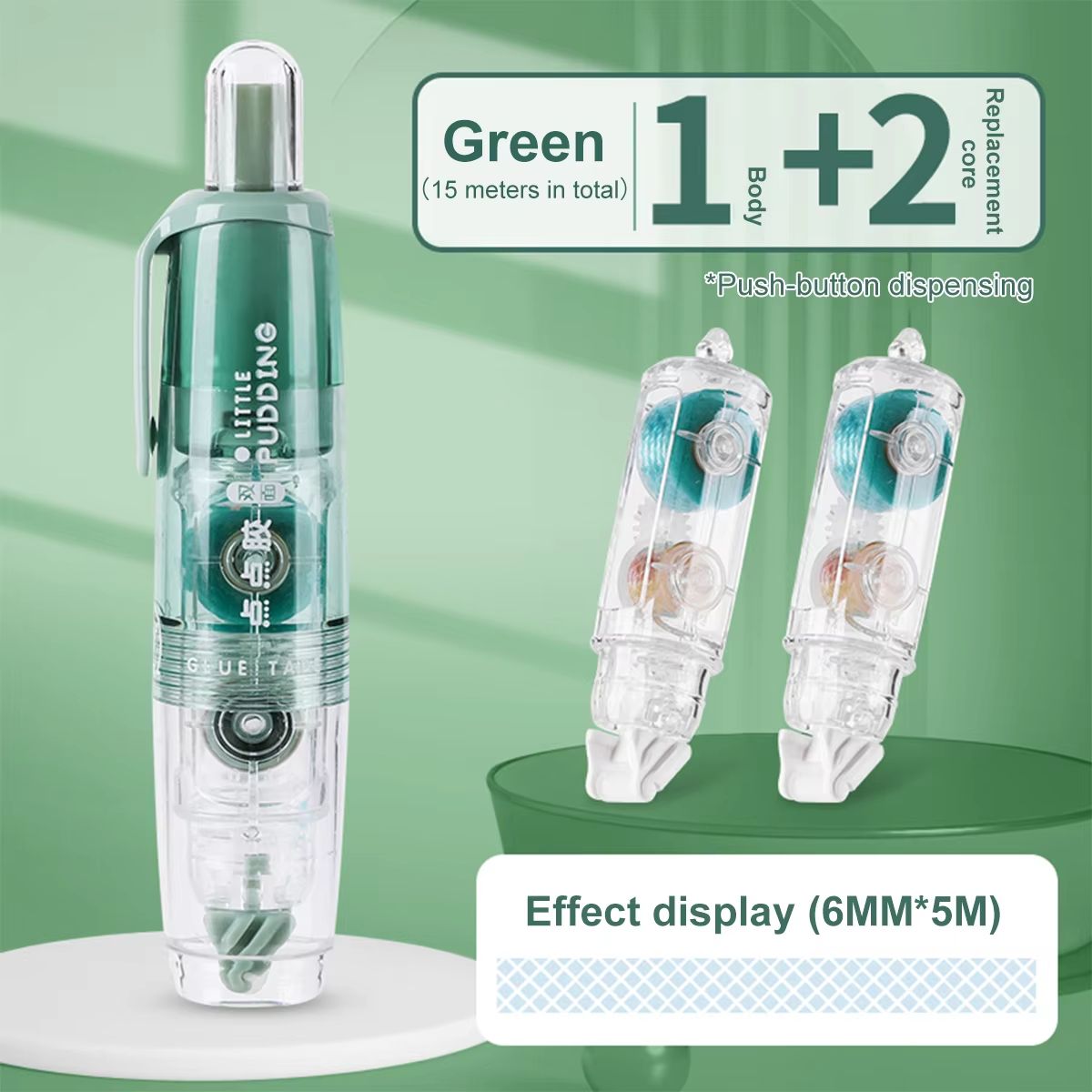 Multi-Pack Transparent Dot Glue Tape Set with Replaceable Double-Sided Refills
