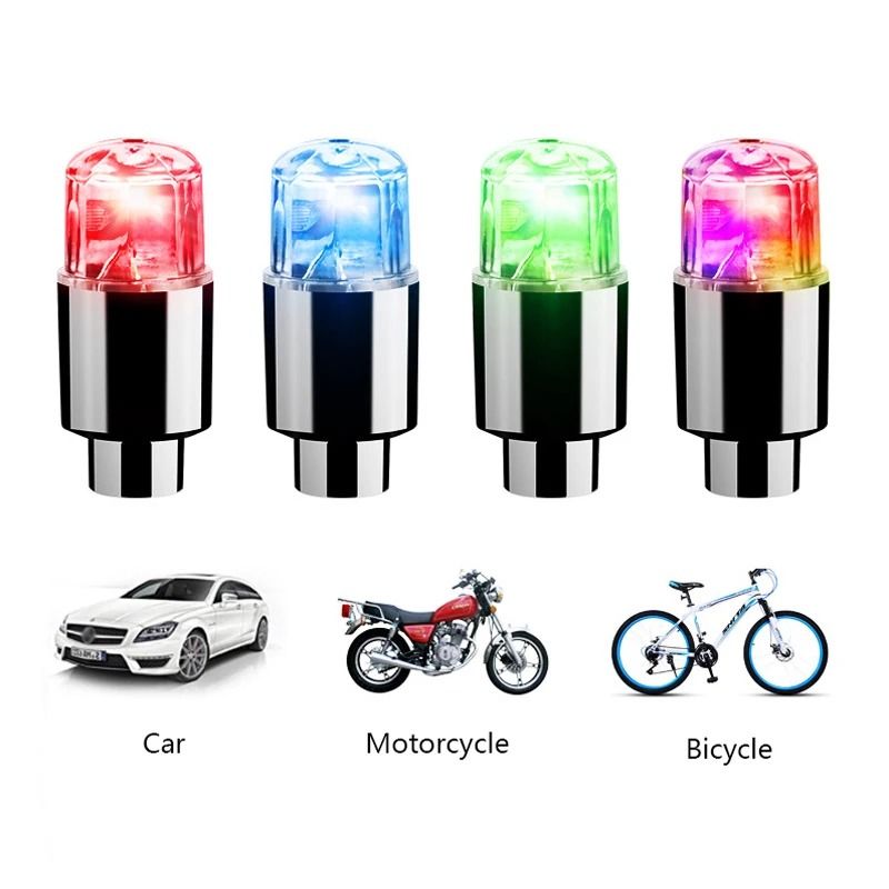 LED Wheel Valve Stem Lights Tire Hub Caps for Cars and Motorcycles