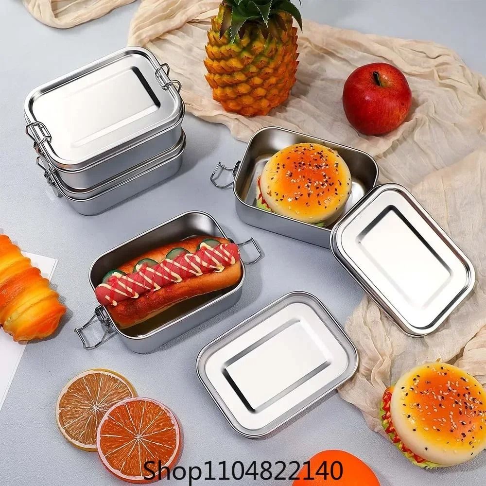 Stainless Steel Lock-Clip Bento Lunch Box Meal Prep Container