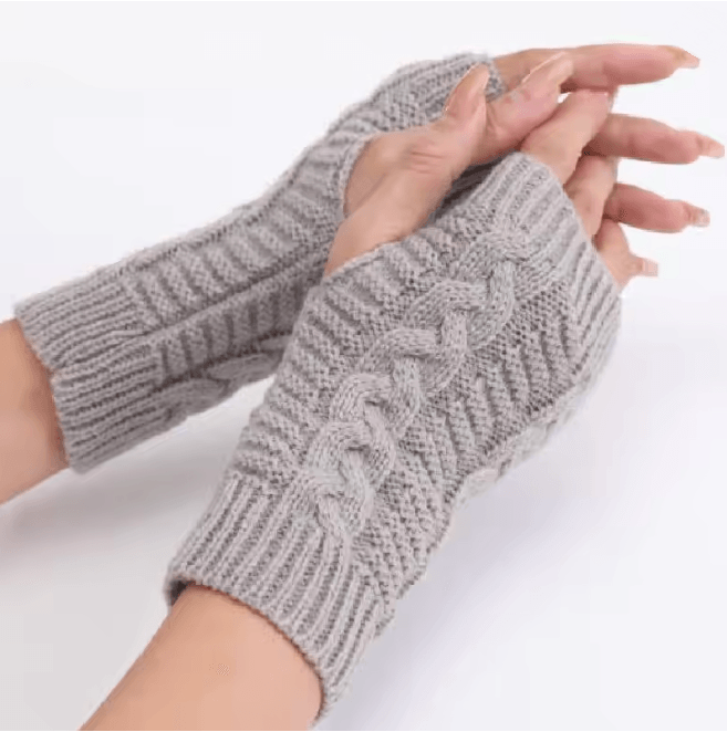 Chunky Knit Faux Wool Fingerless Gloves