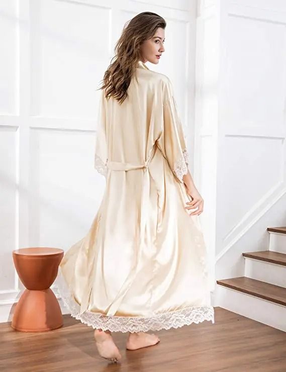 Silky Satin Lace Wedding Robe – Elegant Bridal & Bridesmaid Sleepwear