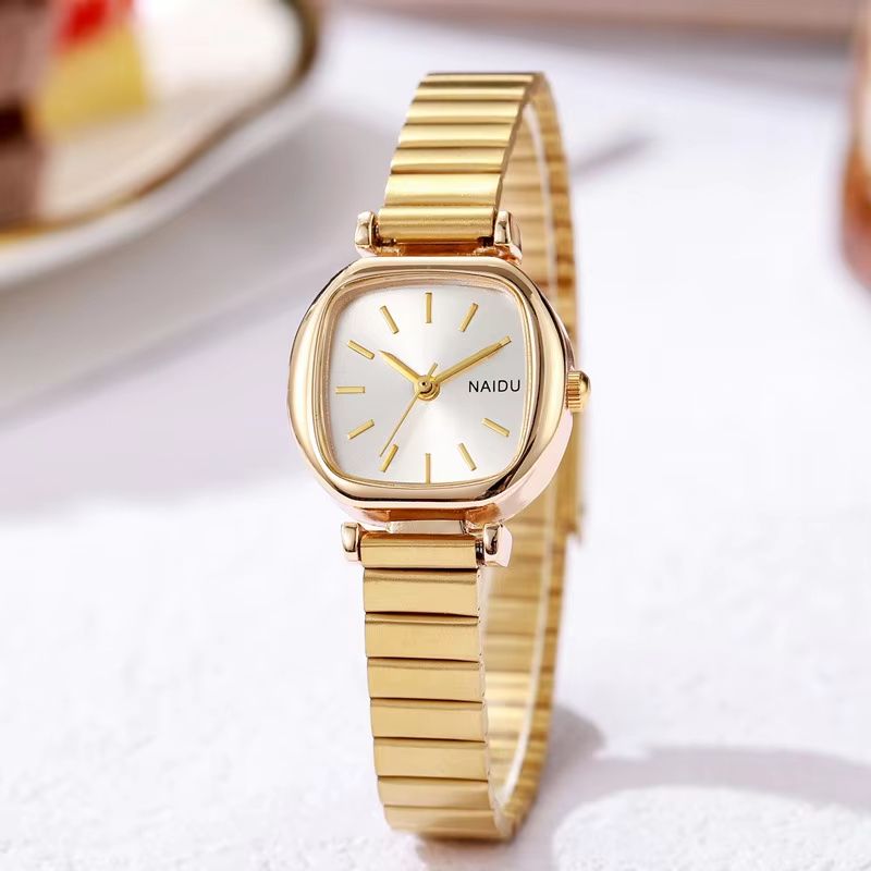 Fashionable and Simple Quartz Watch, Women's Square Bamboo Strap Watch