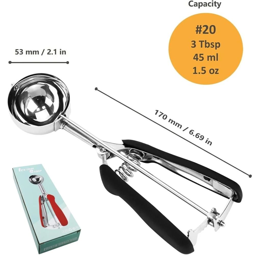 Stainless Steel Ice Cream and Cookie Dough Scoop with Trigger Release Handle