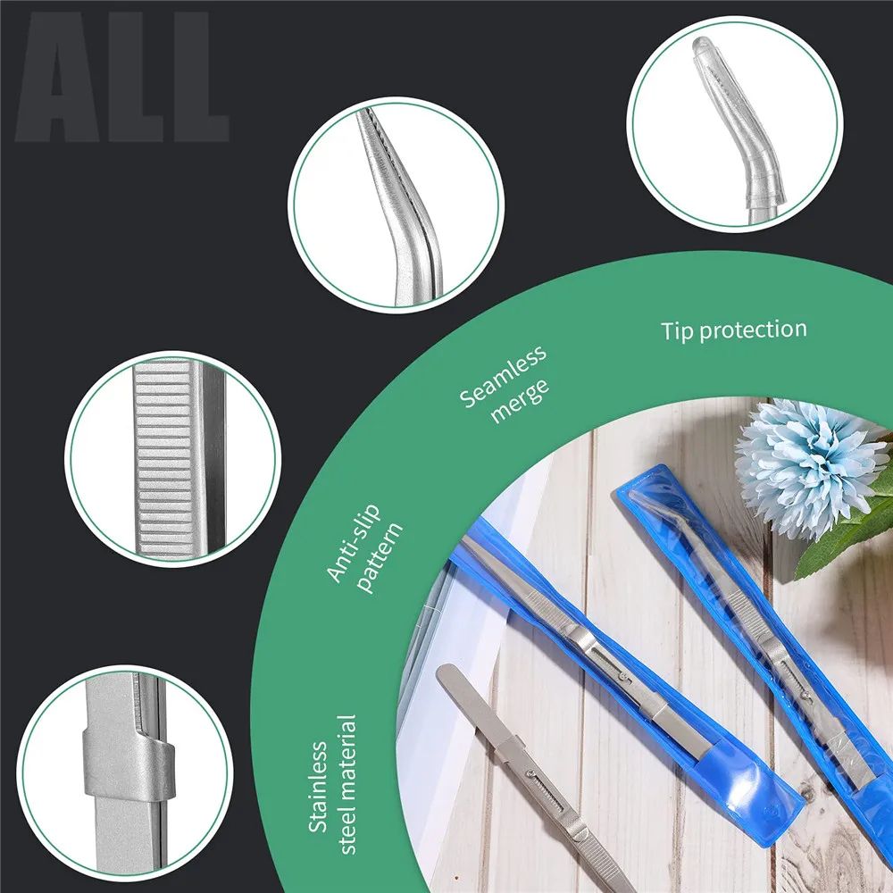 Professional High Precision Stainless Steel Jewelry Tweezers, Sandblasting DIY Diamond Gem Jeweler's Slotted Buckle Tool