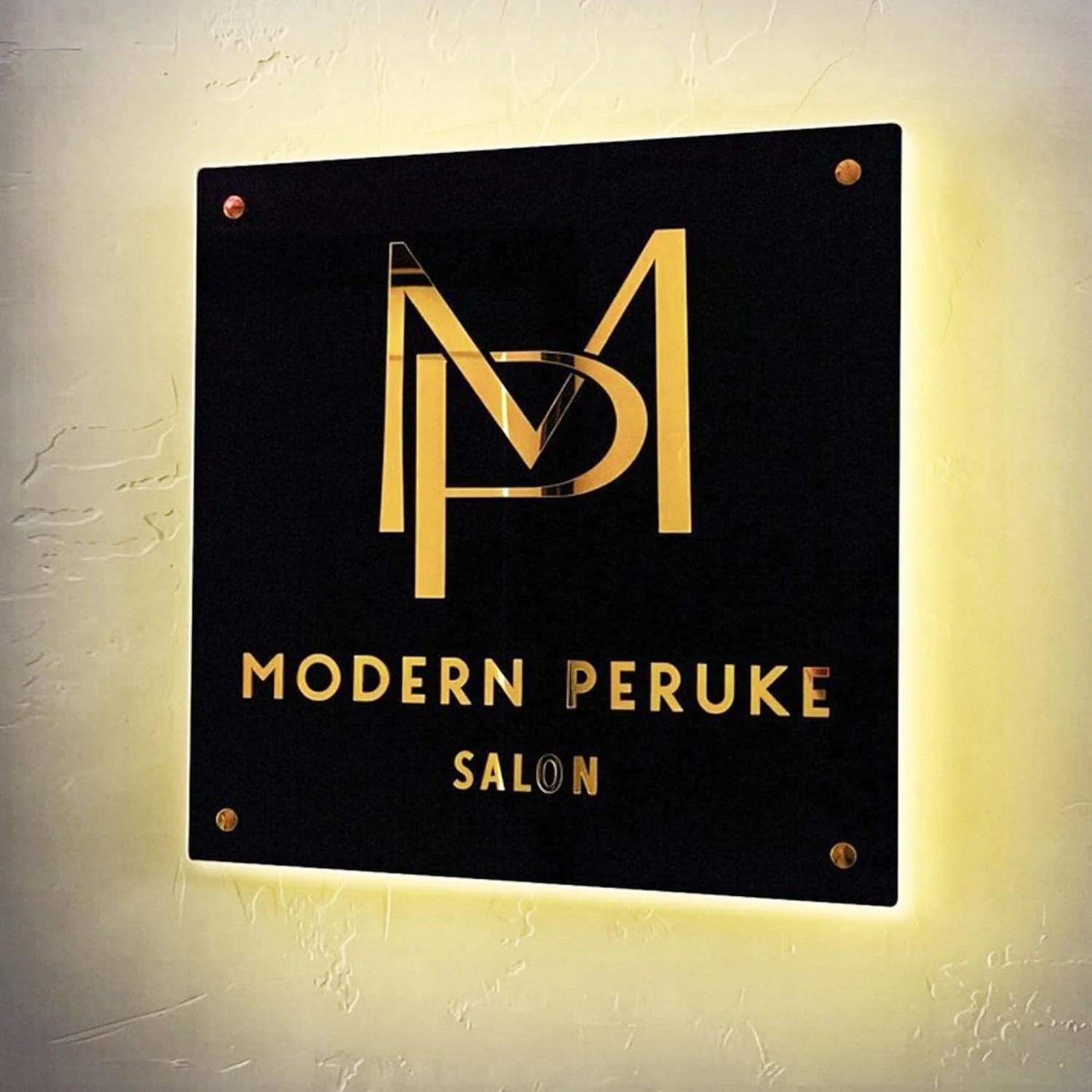 Custom Backlit Business Logo Sign | LED Acrylic & Metal Salon Signage