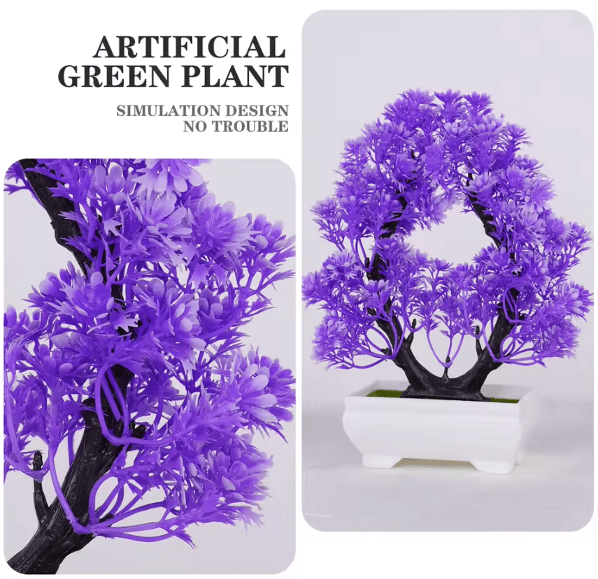 Mini Artificial Bonsai Plant – Realistic Potted Tree Decor for Home & Office