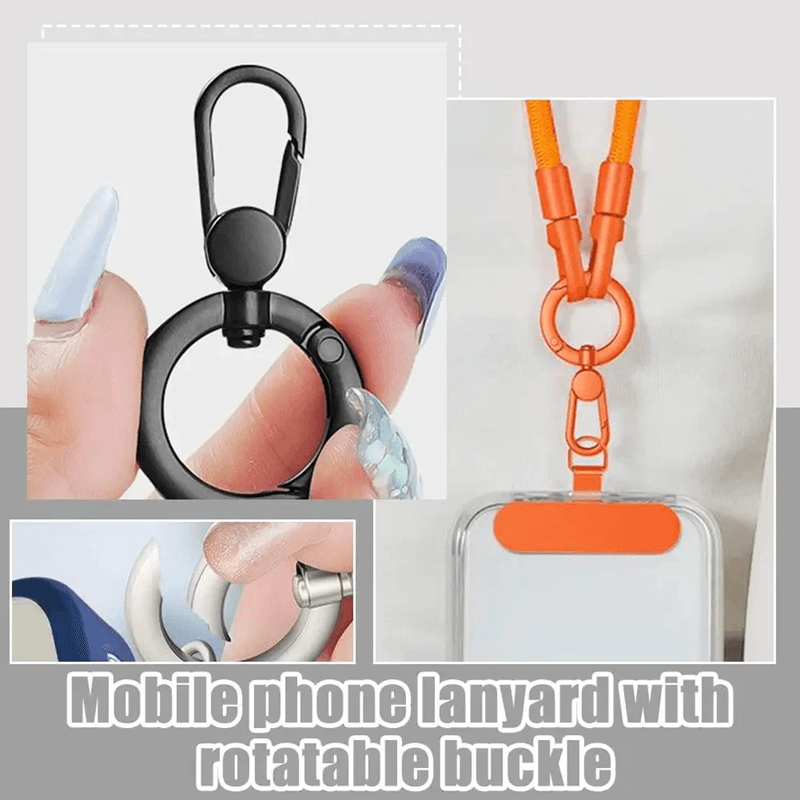 Metal Phone Lanyard Patch Rotatable Buckle Secure Hanging Clip