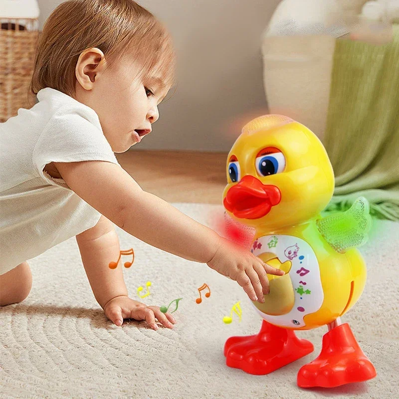 Electric Dancing Duck Toy with Flashing Eyes, Cute Musical Cartoon for Kids