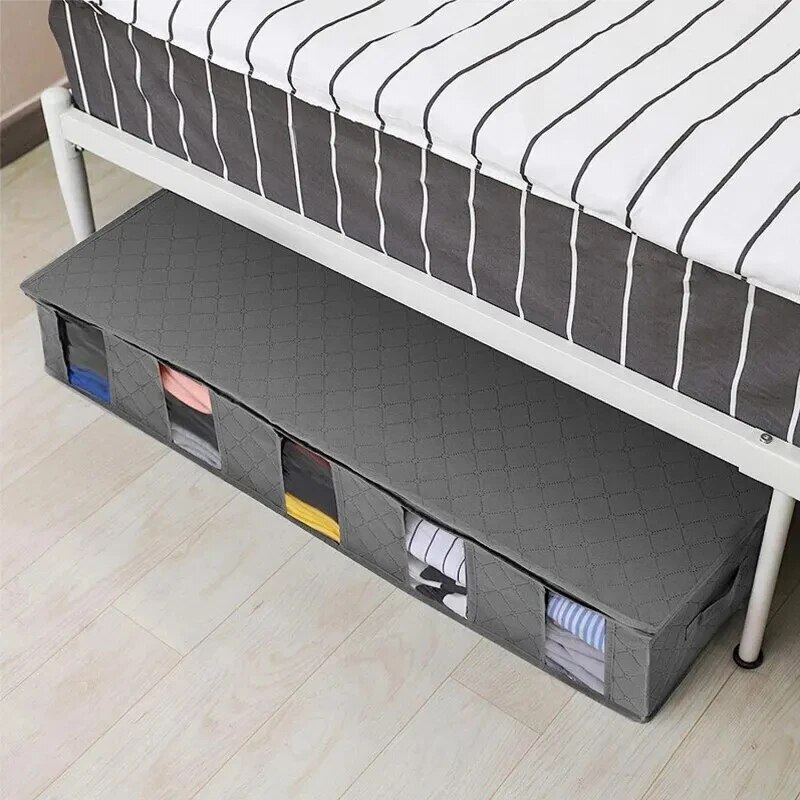 Foldable Underbed Storage Bag – Large Adjustable Compartments for Organizing Blankets, Shoes, Sweaters, and Toys