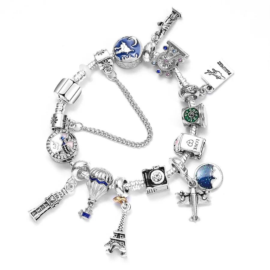 Fashion Design Crystal Bead Charm Bracelet Handmade Colorful Enamel DIY Jewelry Kit