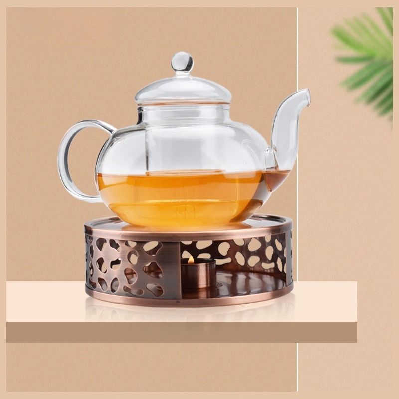 Stainless Steel Hollow Teapot Heating Base – Elegant Candle-Powered Warmer for Ceramic & Coffee Pots