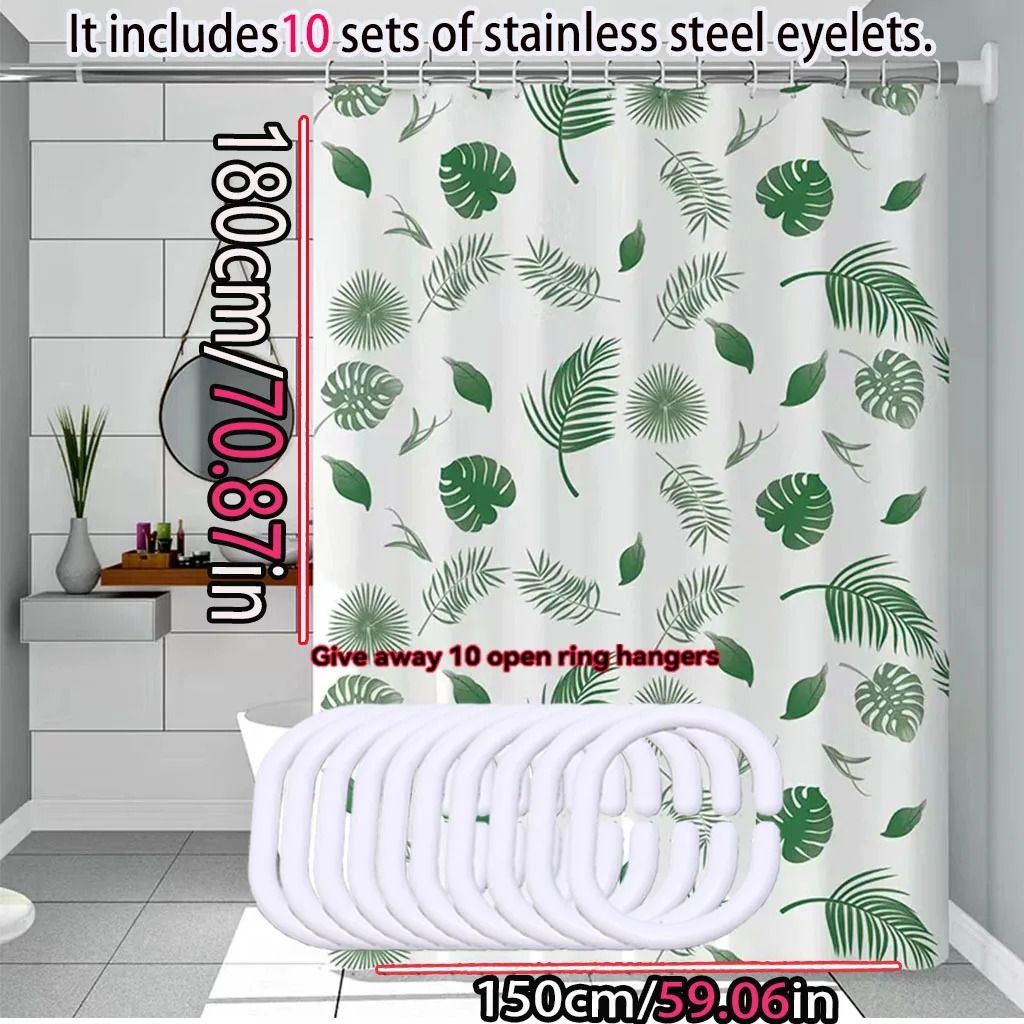 Green Leaves Quick-Dry Shower Curtain