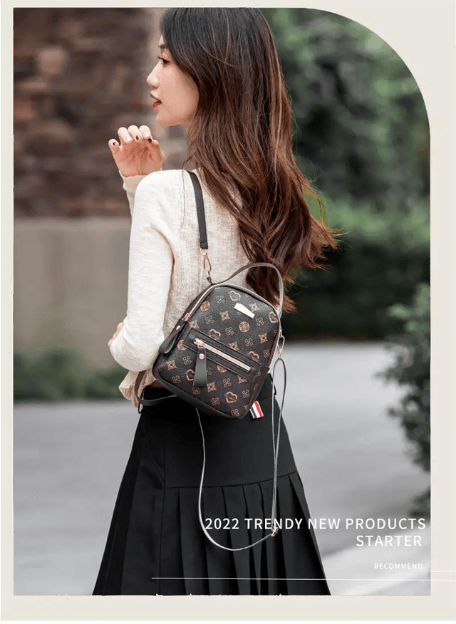 Floral Canvas Backpack Lightweight School Bag for Women