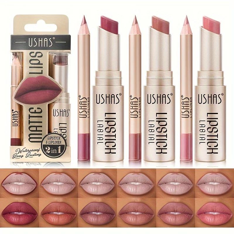 12 Color Matte Lipstick and Lip Liner Set Long Lasting Lip Makeup Kit
