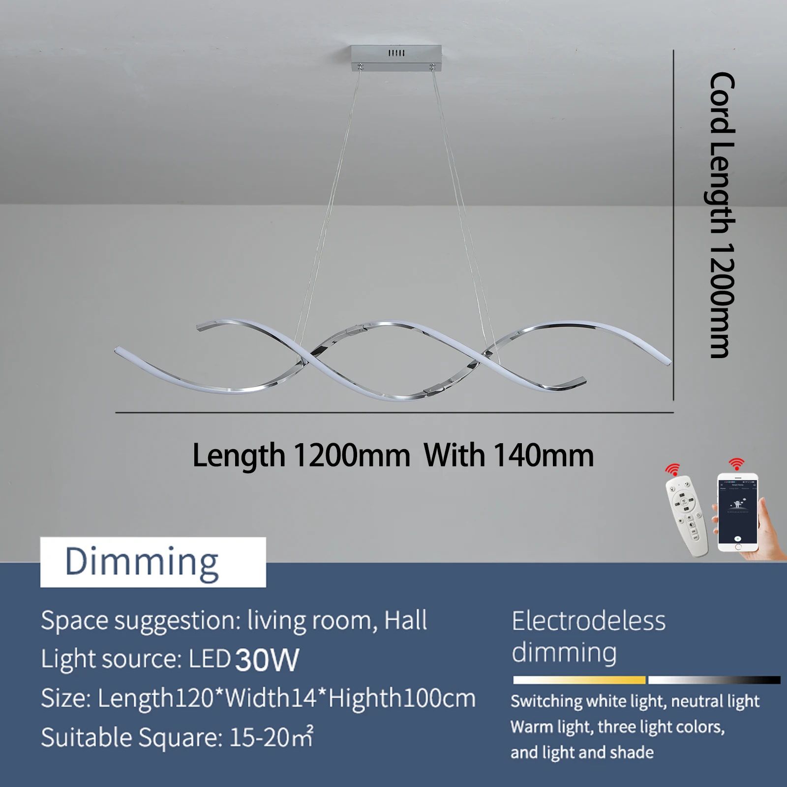 Modern LED Linear Chandelier Light