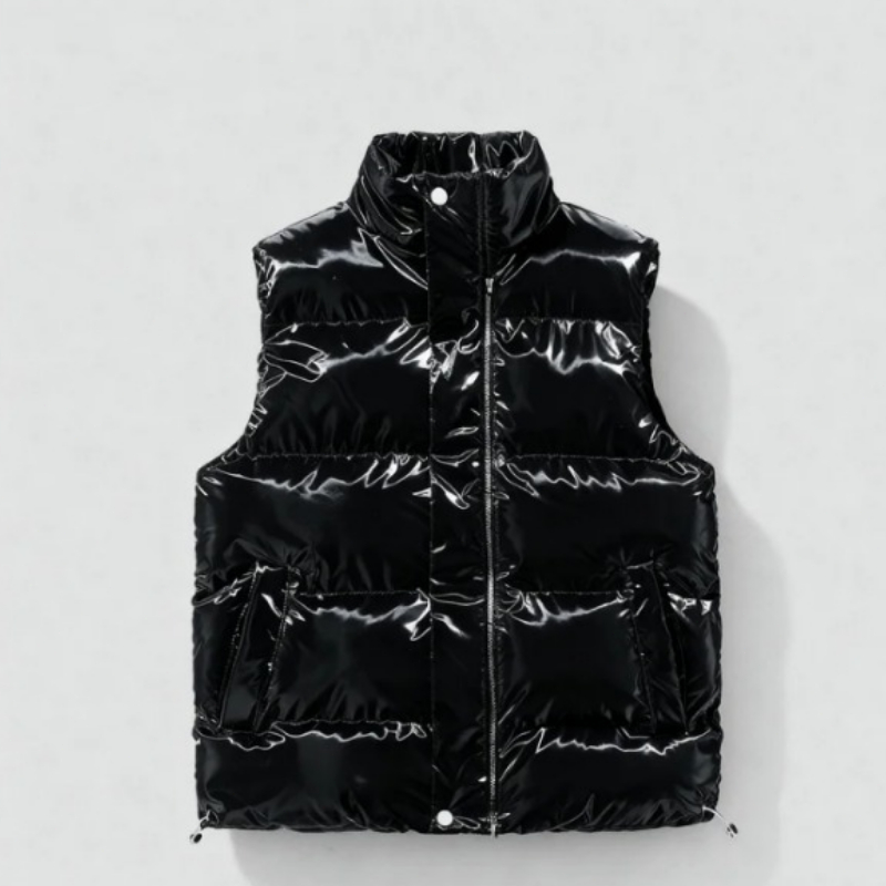 Unisex Puffer Vest, High Quality Shiny Surface, Versatile Stand Collar, Warm Loose Fit for Casual Wear, Autumn Winter