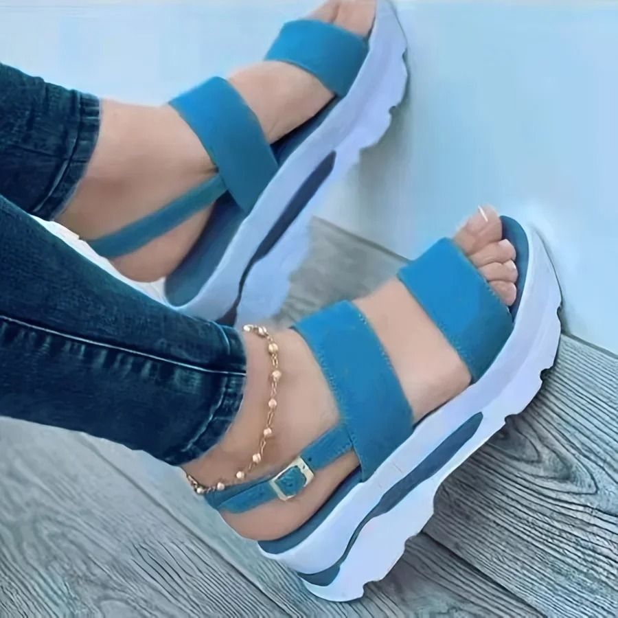 Women's Open Toe Buckle Sandals Non Slip Summer Wedge Shoes