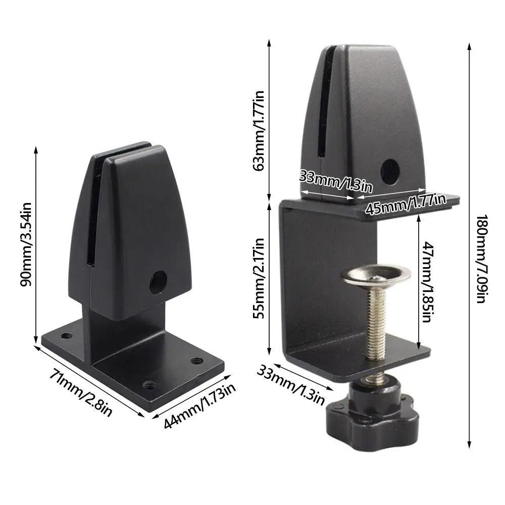 Adjustable Aluminum Desk Partition Clamp Glass Divider Clip (Black White Silver)