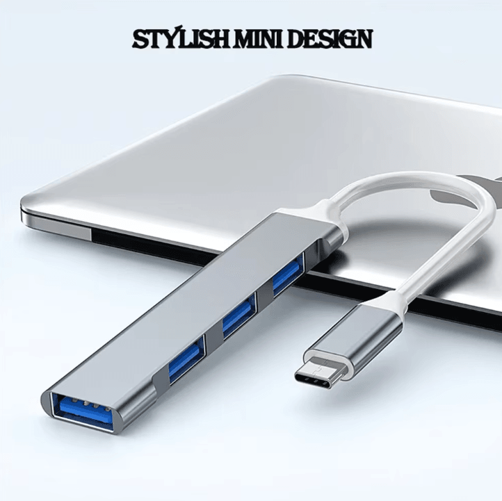 HyperPort 4-Port USB 3.0 Multiport Hub – High-Speed USB & Type-C Splitter Adapter