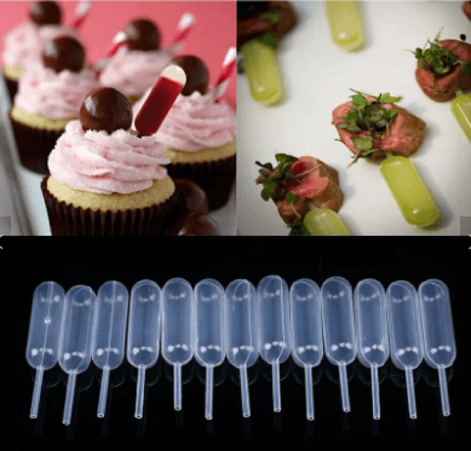 Plastic Squeeze Pipette Droppers, Transfer Tools for Cupcakes, Ice Cream & Desserts