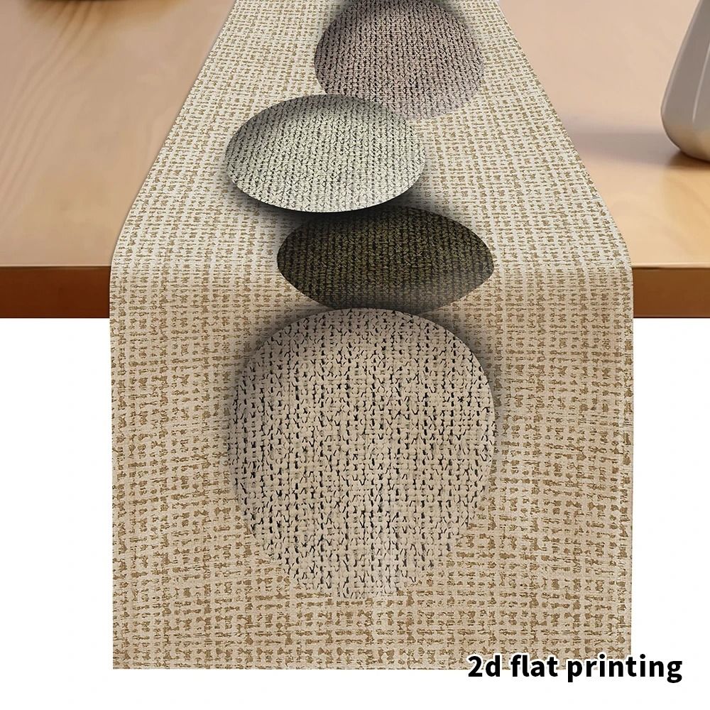 Earth-Toned Pebble Pattern Table Runner | Textured Neutral Fabric Tablecloth for Modern Farmhouse & Minimalist Decor