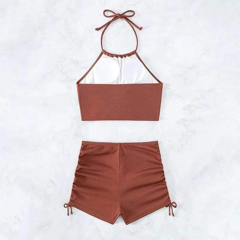 Solid Halter Strapless Bikini Top Set