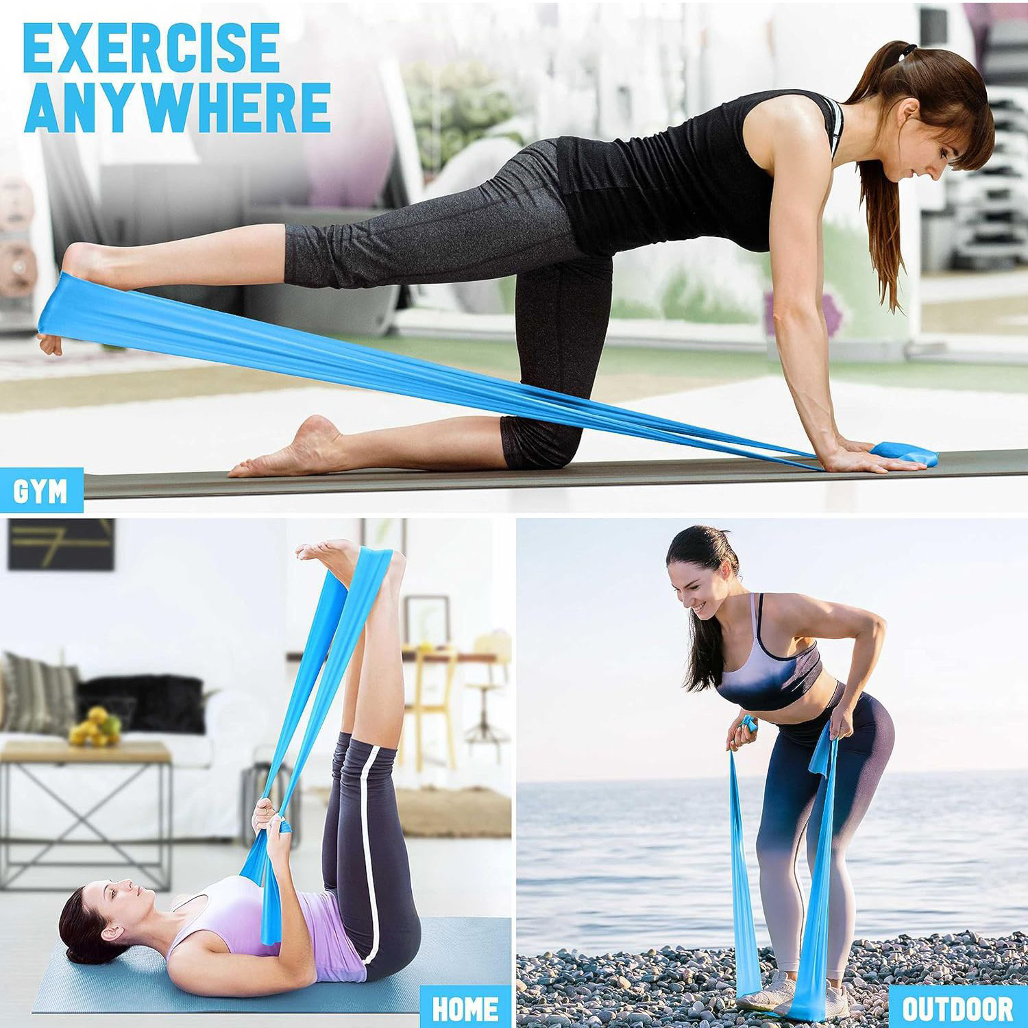 Long Training Stretch Bands for Physical Therapy, Yoga Pilates Resistance Band, Home Gym Lower Body Strength Elastic