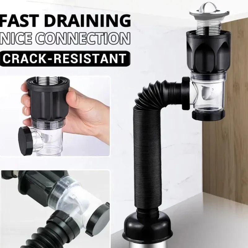 Anti Odor Flip Top Drain Pipe Set for Kitchen and Bathroom