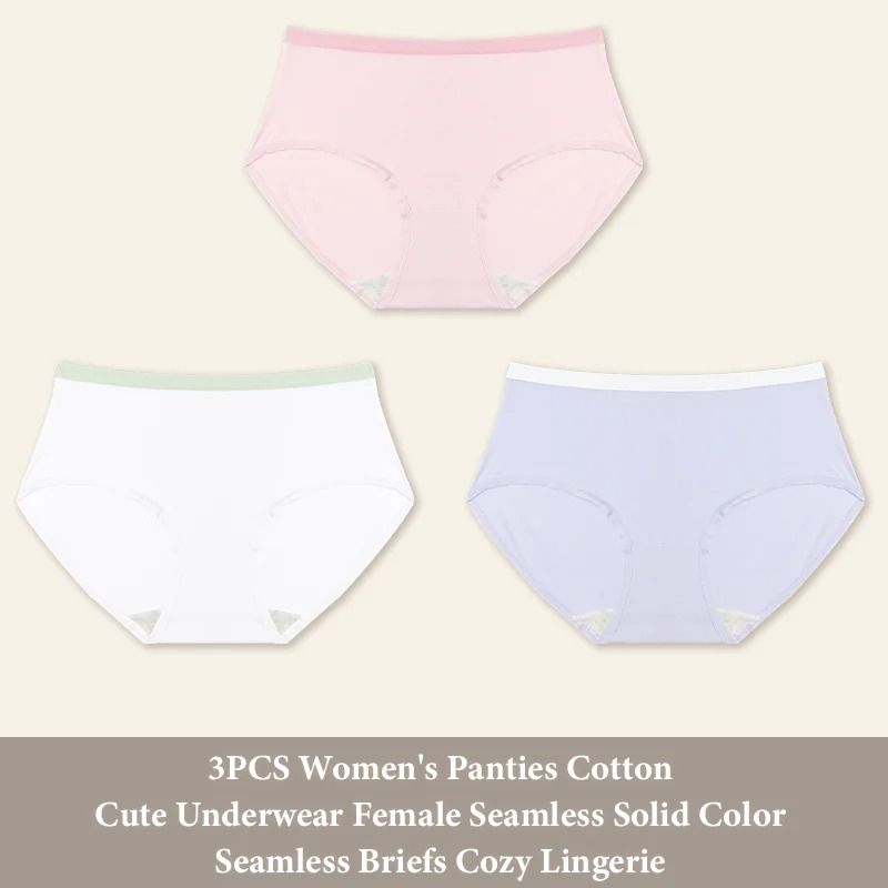 Women Seamless Cotton Brief Panties 3 Piece Set