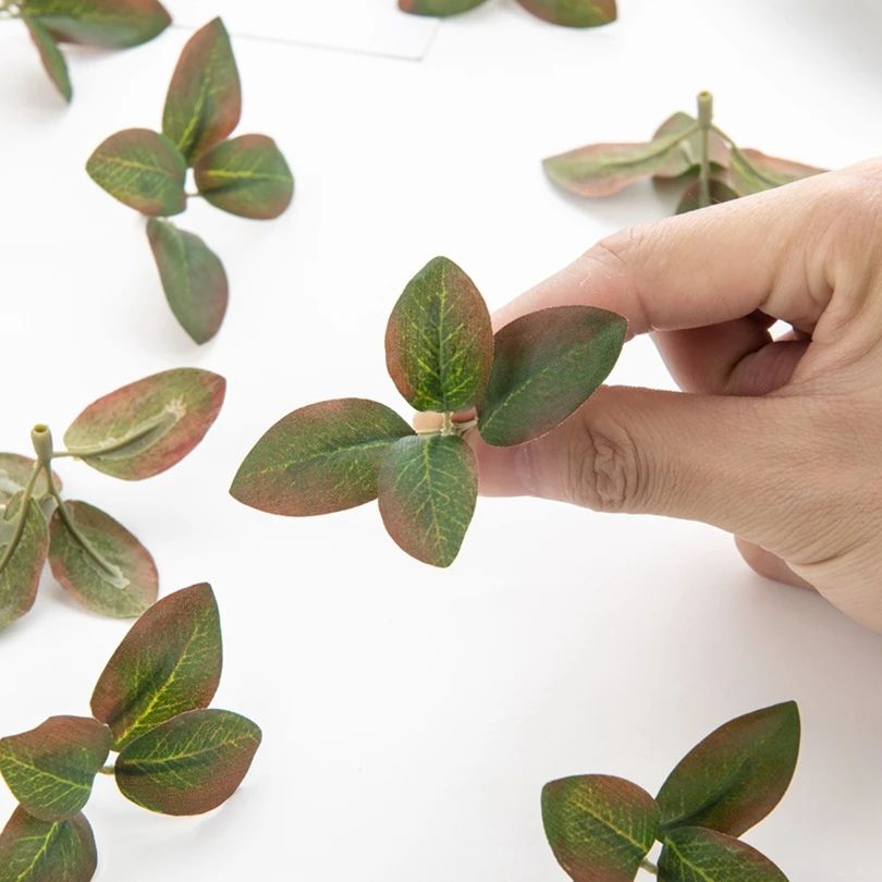 Artificial Green Silk Flowers Set