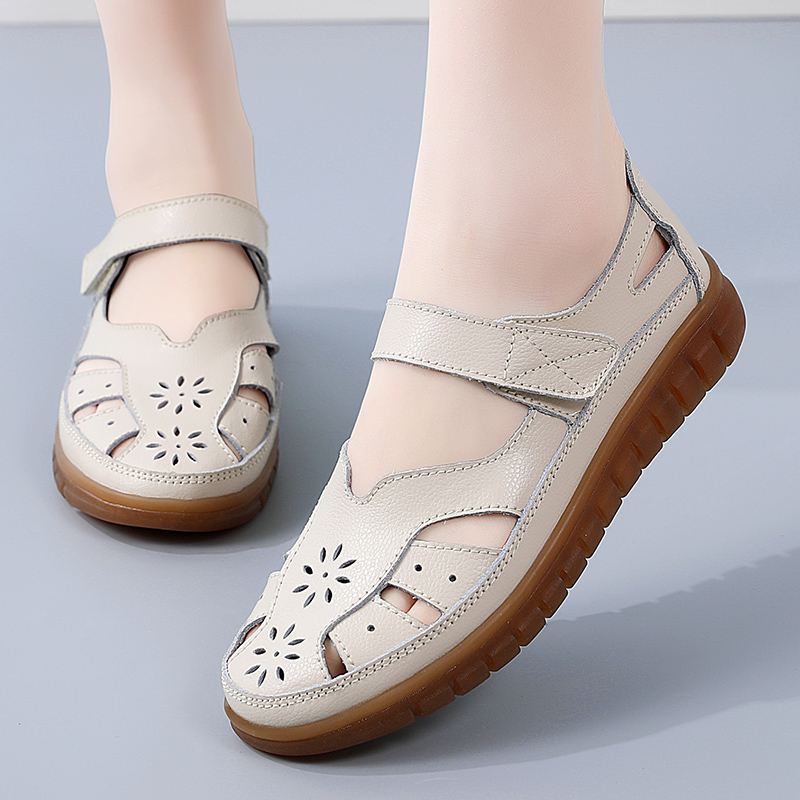 Womens Summer Sandals, Breathable Leather Slippers, Fashion Non-Slip Casual Roman Shoes, Ladies Sandals on Sale