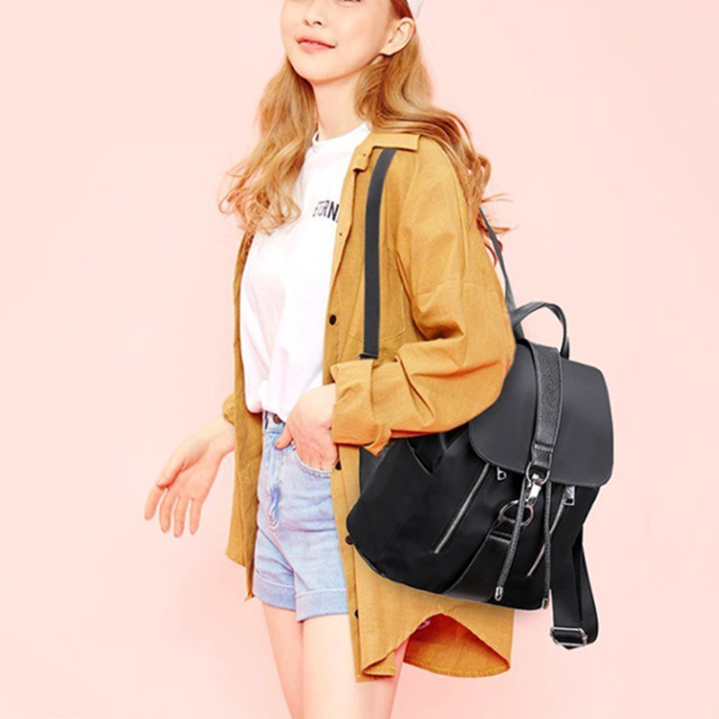 High Capacity Nylon Women Backpack Stylish Travel School Bag