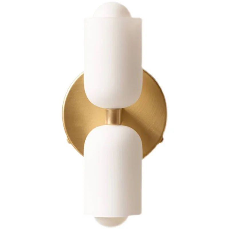 Double Headed French Cream Wind Wall Lamp, Bedroom Living Room Master Light, High Grade Medieval Glass Staircase Lamp