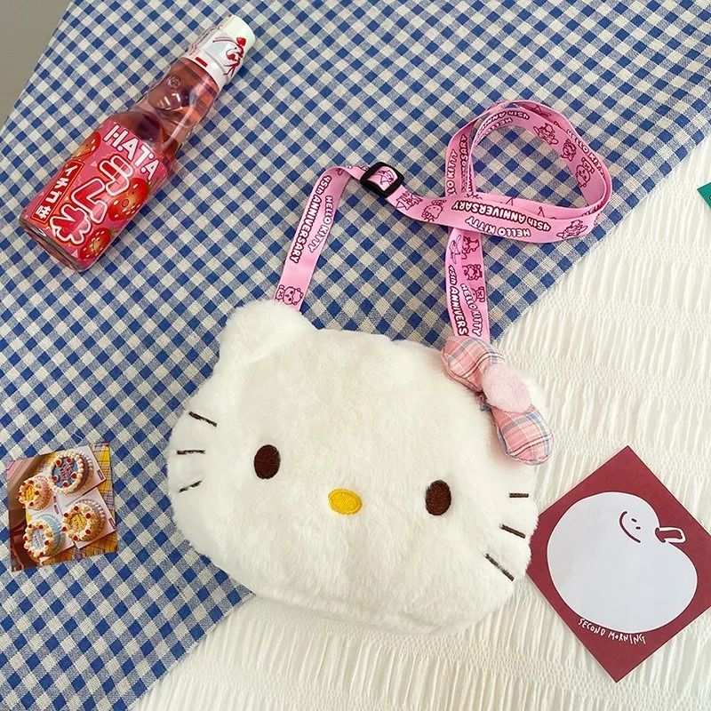 Hello Kitty Plush Crossbody Bag Kawaii Bow Shoulder Purse
