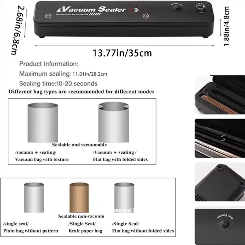 FreshSeal 220 V/110 V Electric Vacuum Sealing Machine – Household Food-Preservation Bag Packager