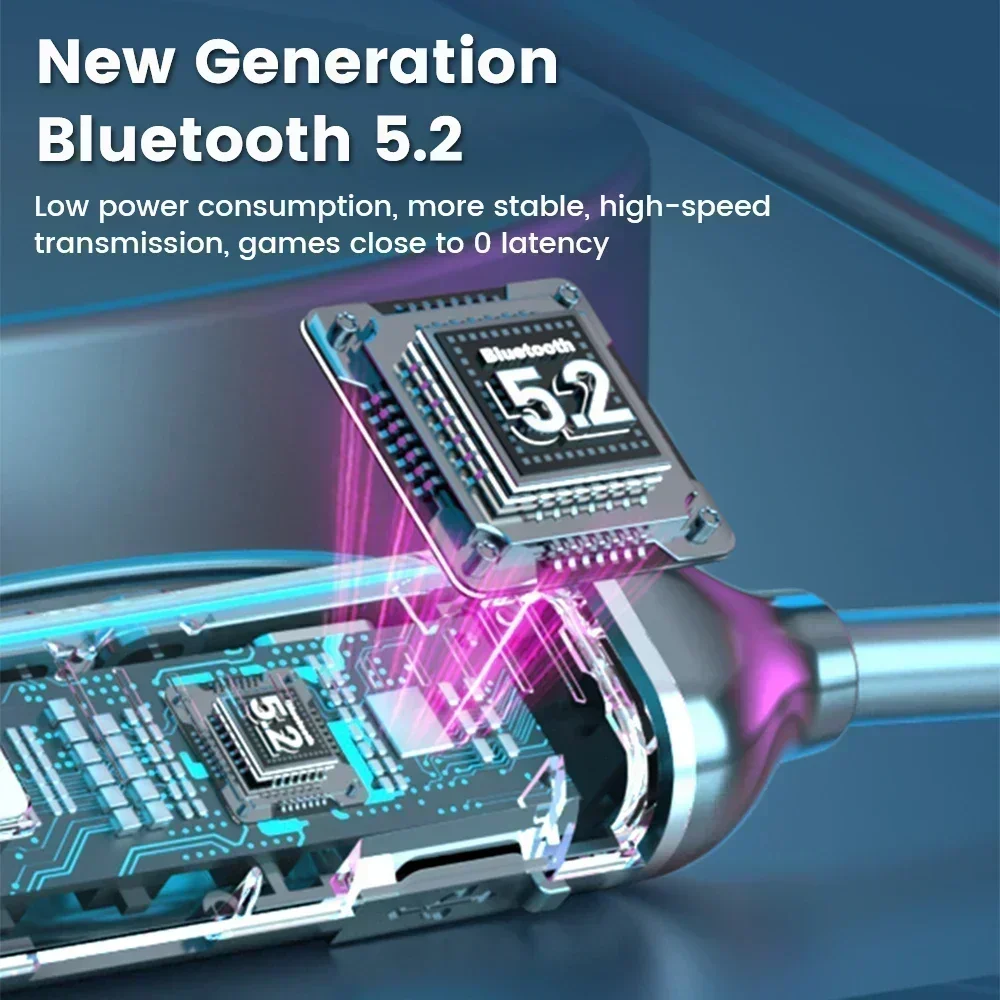 LED Display Bluetooth Neckband Headphones with Mic and TF Card