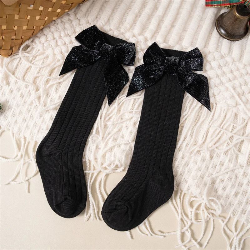 Baby Girls Knee High Bow Socks Soft Cotton Winter and Autumn Kids Socks