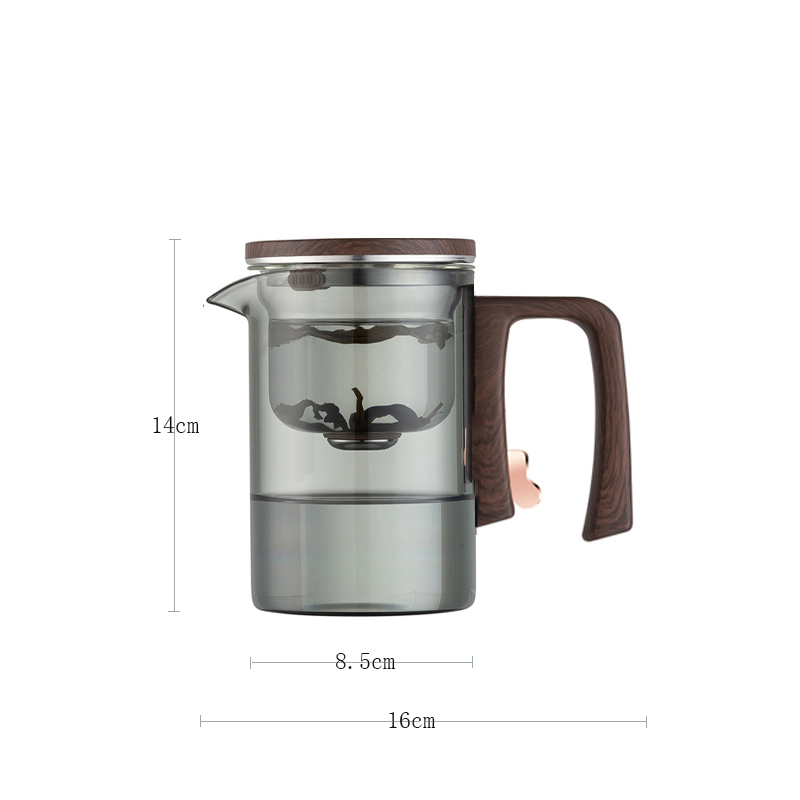 New Tea Pot with Magnetic Switch, Glass, Wood Handle, Tea Separation