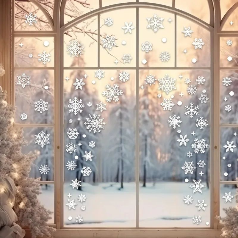 Christmas Snowflake Window Stickers Festive Glass Wall Decals