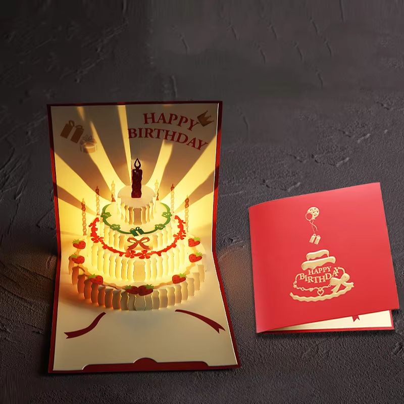 3D Pop-Up Musical Greeting Card – Birthday & Wedding LED Gift Card with Envelope