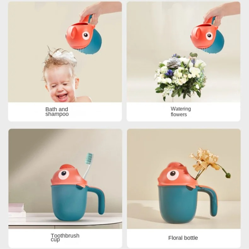 Cute Baby Cartoon Shampoo Cups, Fun Bath Toys, Splash Proof Bathroom Accessories